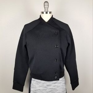 Louis Vuitton Uniform Black Ribbed Cropped Asymmetric Bomber Jacket Size Medium